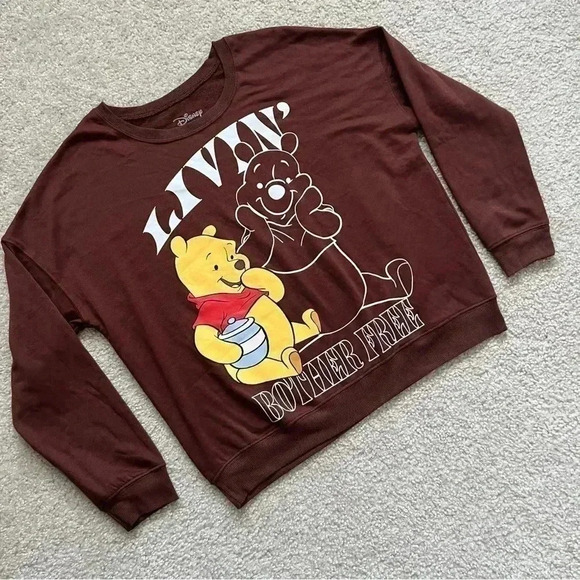 Disney Winnie The Pooh Sweatshirt Crew Brown Women Size Large - Picture 1 of 9